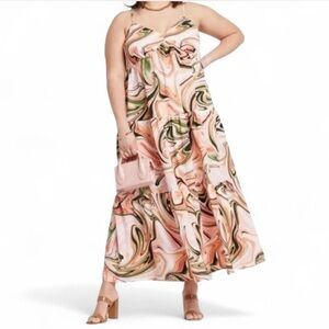Eloquii Marble Swirl Maxi Dress Plus Size 26W NWT, Dopamine Dressing Beach Vacay